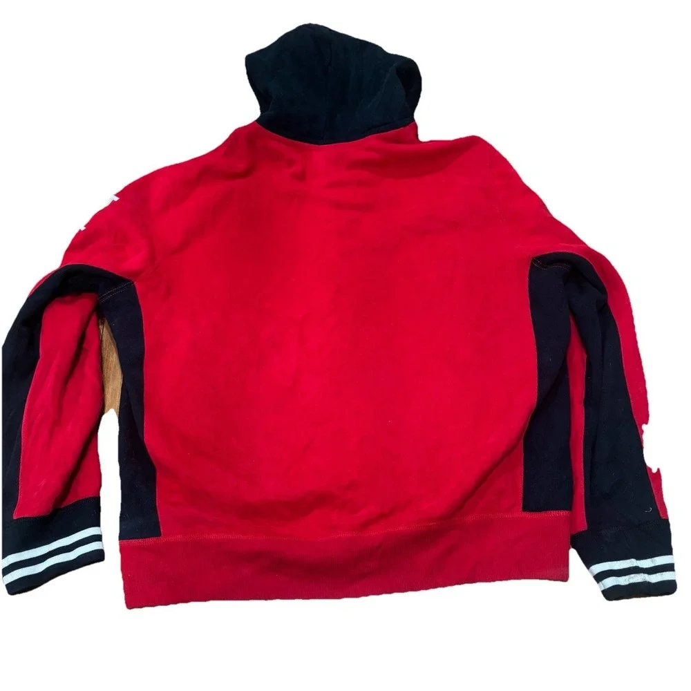 Vintage Polo Ralph Lauren The Mercer Polo Team Hoodie Size Large. Red & Black